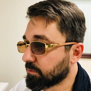 Brown Lens Men Sunglasses Square Gold Frame Hip Hop Style Buffs Migos Arms Gafas